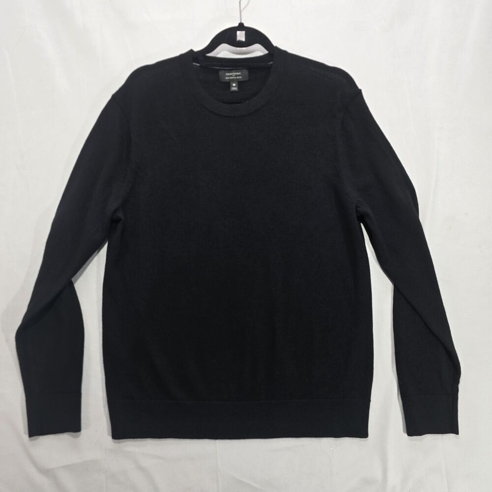 Banana Republic 100% Merino Wool Sweater Mens M Black Crewneck Academia Preppy